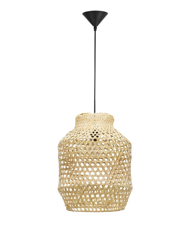 MIA Natural Ratan Black Fabric Wire & Base LED E27 1x12 Watt 230 Volt IP20 Bulb Excluded D: 35 H1: 44 H2: 215 cm