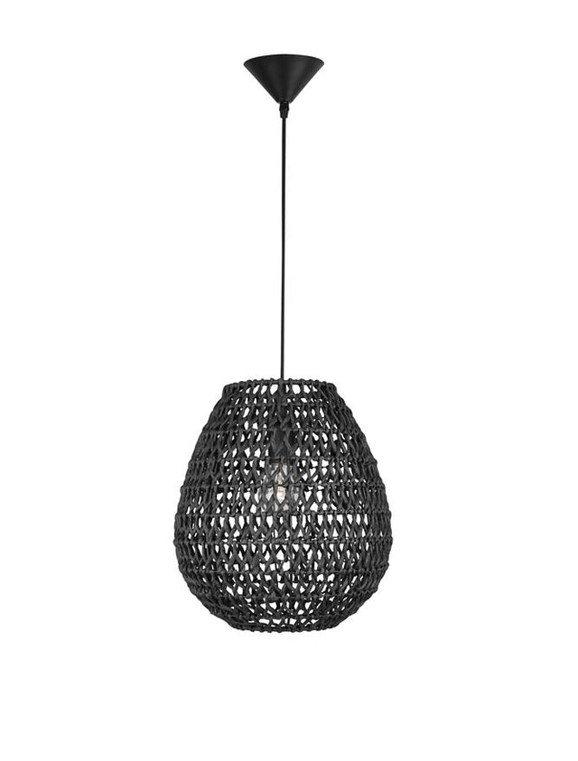 GRIFFIN Black Paper Black Fabric Wire & Base LED E27 1x12 Watt 230 Volt IP20 Bulb Excluded D: 30.5 H1: 33 H2: 215 cm