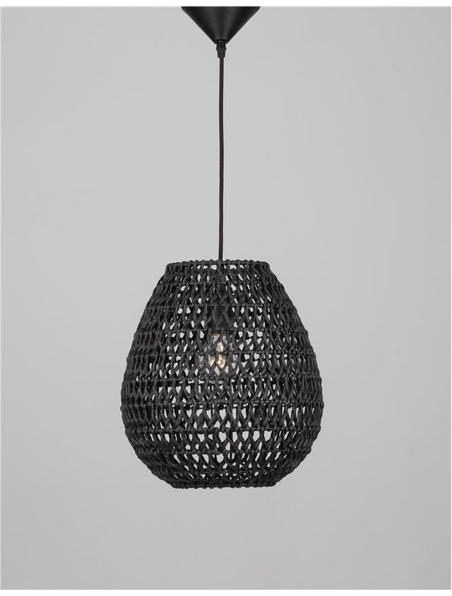 GRIFFIN Black Paper Black Fabric Wire & Base LED E27 1x12 Watt 230 Volt IP20 Bulb Excluded D: 30.5 H1: 33 H2: 215 cm