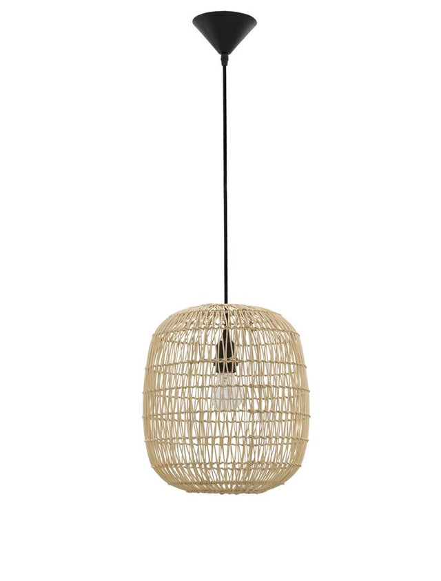 MELODY Natural Ratan Black Fabric Wire & Base LED E27 1x12 Watt 230 Volt IP20 Bulb Excluded D: 30.5 H1: 34 H2: 215 cm