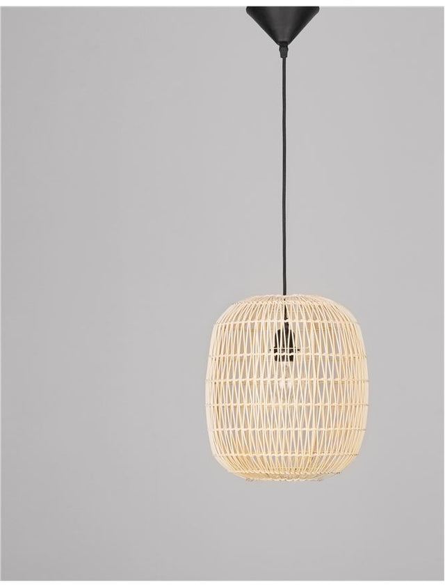 MELODY Natural Ratan Black Fabric Wire & Base LED E27 1x12 Watt 230 Volt IP20 Bulb Excluded D: 30.5 H1: 34 H2: 215 cm