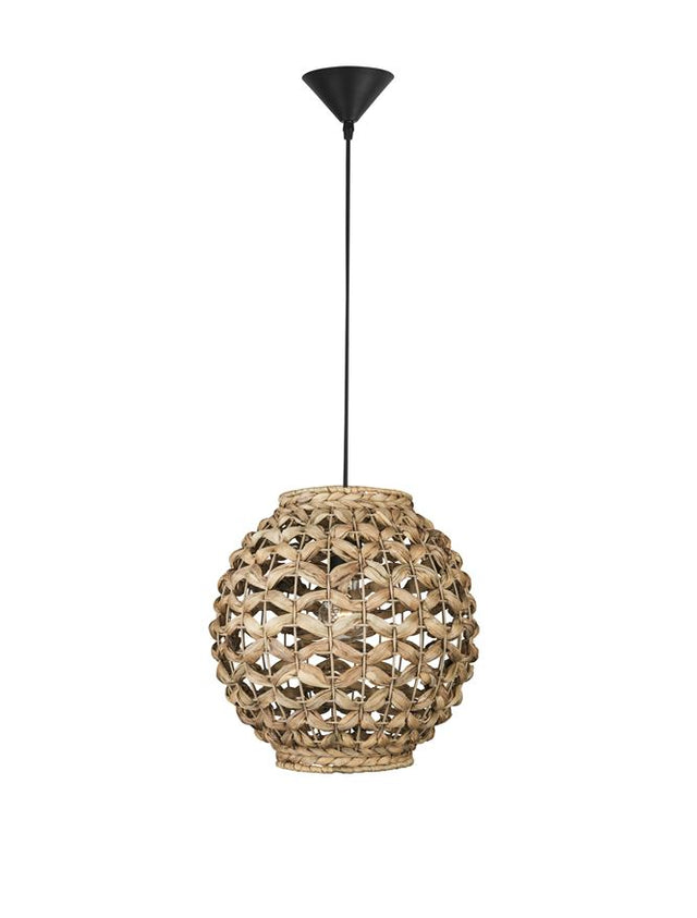 GRIFFIN Dried Water Hyacinth Black Fabric Wire & Base LED E27 1x12 Watt 230 Volt IP20 Bulb Excluded D: 30.5 H: 215 cm