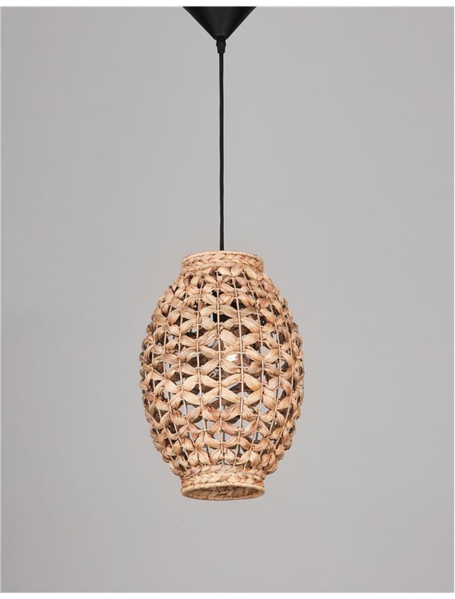 GRIFFIN Dried Water Hyacinth Black Fabric Wire & Base LED E27 1x12 Watt 230 Volt IP20 Bulb Excluded D: 24.5 H1: 35.5 H2: 215 cm