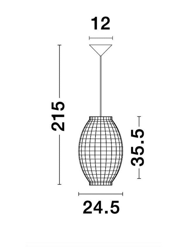 GRIFFIN Dried Water Hyacinth Black Fabric Wire & Base LED E27 1x12 Watt 230 Volt IP20 Bulb Excluded D: 24.5 H1: 35.5 H2: 215 cm