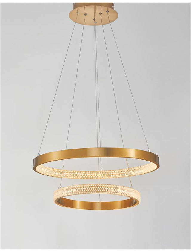 PRESTON Antique Gold Brass Aluminium & Acrylic LED 60 Watt 230 Volt 3113Lm 3000K IP20 D: 60 H: 120 cm