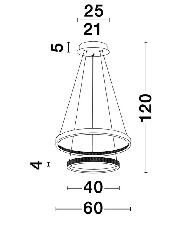 PRESTON Antique Gold Brass Aluminium & Acrylic LED 60 Watt 230 Volt 3113Lm 3000K IP20 D: 60 H: 120 cm