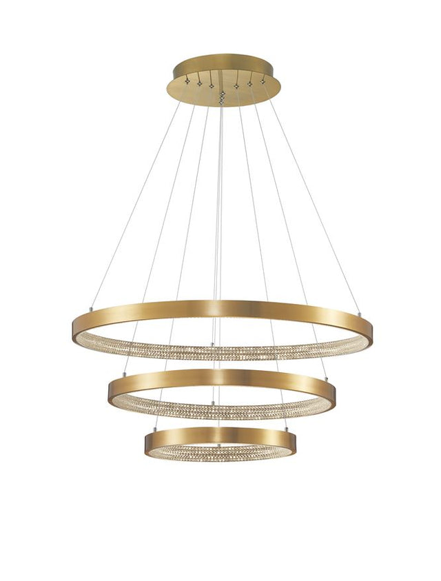 PRESTON Antique Gold Brass Aluminium & Acrylic LED 112 Watt 230 Volt 4731Lm 3000K IP20 D: 80 H: 150 cm