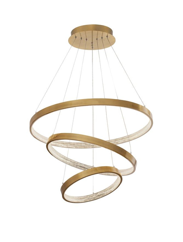 PRESTON Antique Gold Brass Aluminium & Acrylic LED 112 Watt 230 Volt 4731Lm 3000K IP20 D: 80 H: 150 cm