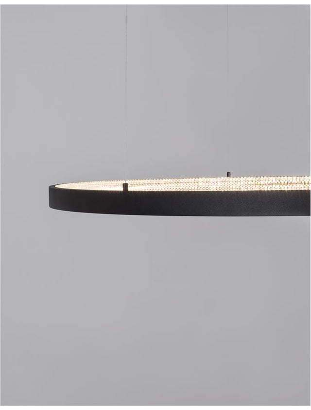 PRESTON Dimmable Sandy Black Aluminium & Acrylic LED 60 Watt 230 Volt 4030Lm 3000K IP20 D: 110 H1: 4 H 2: 120 cm