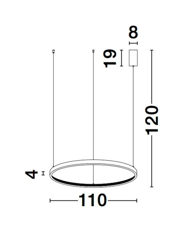 PRESTON Dimmable Sandy Black Aluminium & Acrylic LED 60 Watt 230 Volt 4030Lm 3000K IP20 D: 110 H1: 4 H 2: 120 cm