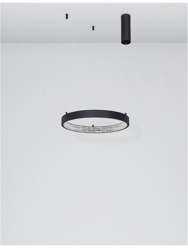 PRESTON Dimmable Sandy Black Aluminium & Acrylic LED 25 Watt 230 Volt 1800Lm 3000K IP20 40 D: 40 H1: 4 H2: 120 cm