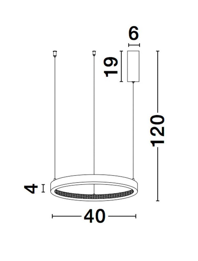 PRESTON Dimmable Sandy Black Aluminium & Acrylic LED 25 Watt 230 Volt 1800Lm 3000K IP20 40 D: 40 H1: 4 H2: 120 cm