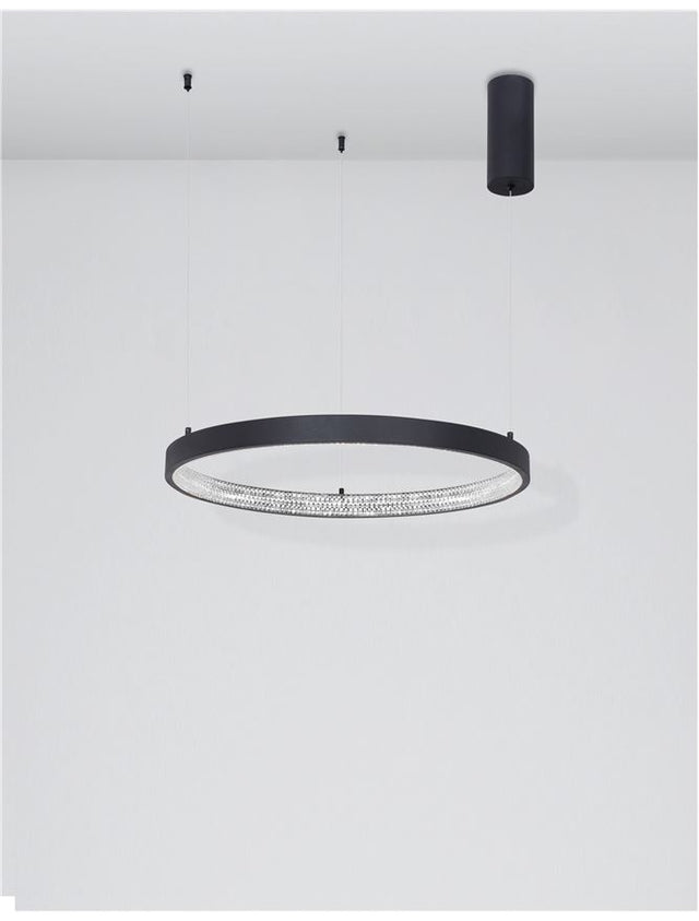 PRESTON Dimmable Sandy Black Aluminium & Acrylic LED 37 Watt 230 Volt 2264Lm 3000K IP20 D: 60 H1: 4 H 2: 120 cm