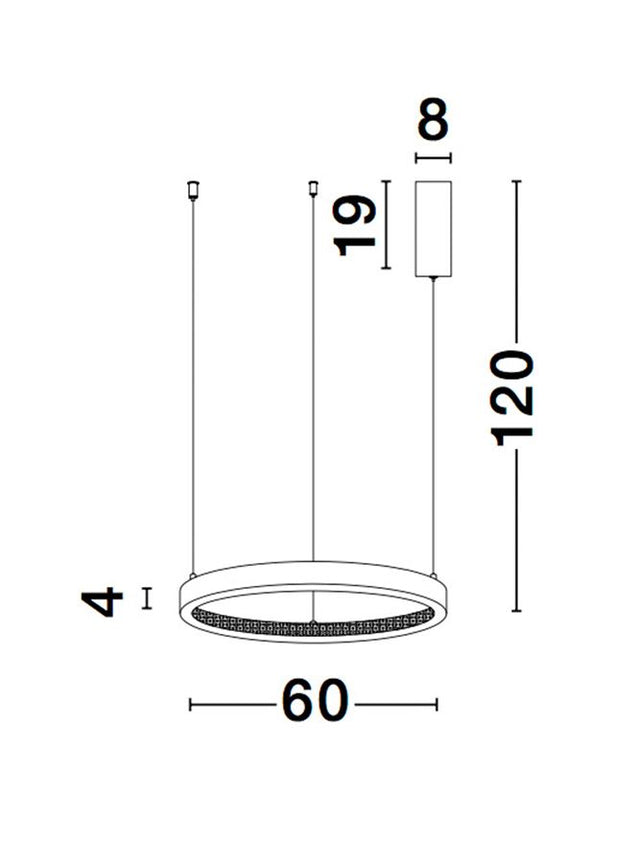 PRESTON Dimmable Sandy Black Aluminium & Acrylic LED 37 Watt 230 Volt 2264Lm 3000K IP20 D: 60 H1: 4 H 2: 120 cm