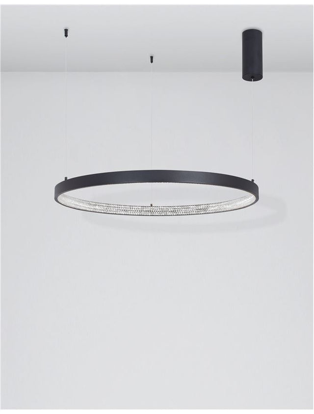 PRESTON Dimmable Sandy Black Aluminium & Acrylic LED 50 Watt 230 Volt 2727Lm 3000K IP20 D: 80 H1: 4 H 2: 120 cm