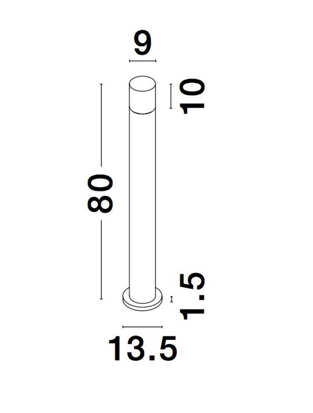 NOTEN Sandy Black Aluminium Clear & White Acrylic LED 10 Watt 780Lm 3000K CRI>80 220-240 Volt Beam Angle 120° IP65D: 9 H: 80 cm