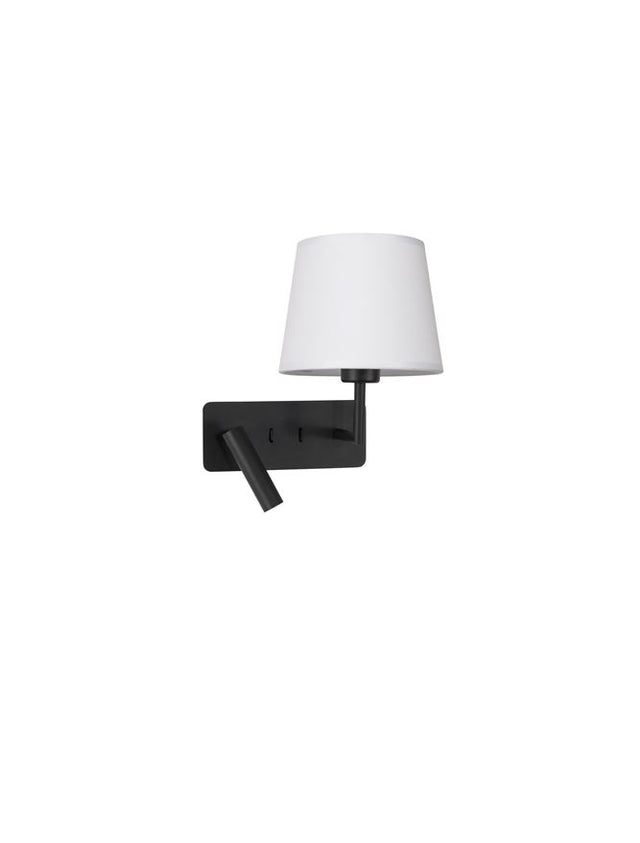 SAVONA White Fabric Shade & Sandy Black Aluminium Adjustable - Switch On/Off LED Samsung 3 Watt 210Lm 3000K LED E27 1x12 Watt 230 Volt IP20 Bulb Excluded L: 27.5 W: 24 H: 32 cm