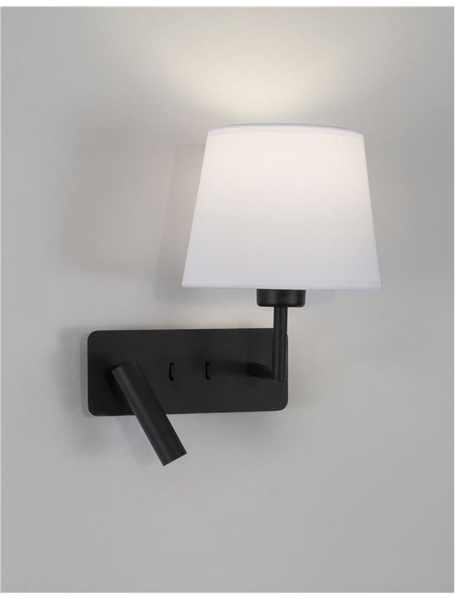 SAVONA White Fabric Shade & Sandy Black Aluminium Adjustable - Switch On/Off LED Samsung 3 Watt 210Lm 3000K LED E27 1x12 Watt 230 Volt IP20 Bulb Excluded L: 27.5 W: 24 H: 32 cm