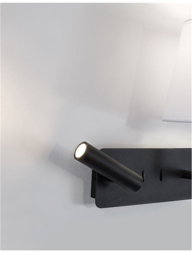 SAVONA White Fabric Shade & Sandy Black Aluminium Adjustable - Switch On/Off LED Samsung 3 Watt 210Lm 3000K LED E27 1x12 Watt 230 Volt IP20 Bulb Excluded L: 27.5 W: 24 H: 32 cm