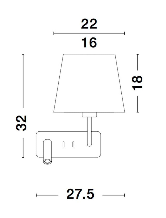 SAVONA White Fabric Shade & Sandy Black Aluminium Adjustable - Switch On/Off LED Samsung 3 Watt 210Lm 3000K LED E27 1x12 Watt 230 Volt IP20 Bulb Excluded L: 27.5 W: 24 H: 32 cm