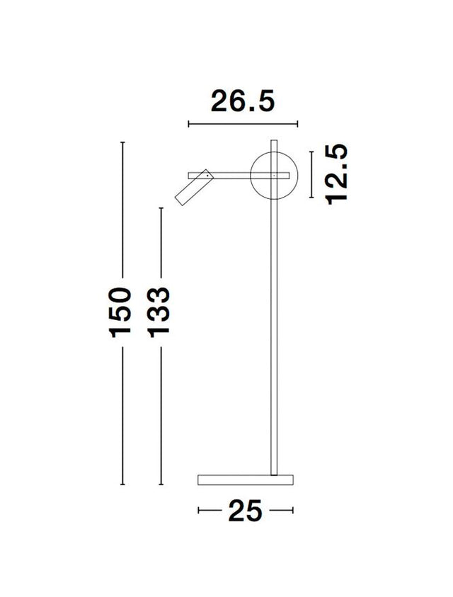 JOLINE Sandy Black Metal & AluminiumWhite Opal Glass Switch On/Off LED 6 Watt 450Lm Samsung 1x3 Watt 200Lm 230 Volt 3200K IP20 L: 26.5 W: 16.5 H: 150 cm