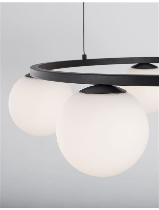 JOLINE Sandy Black Metal & A luminium White Opal Glass LED 40 Watt 240 Volt 2580Lm 3200K IP20 D: 50 H: 155 cm