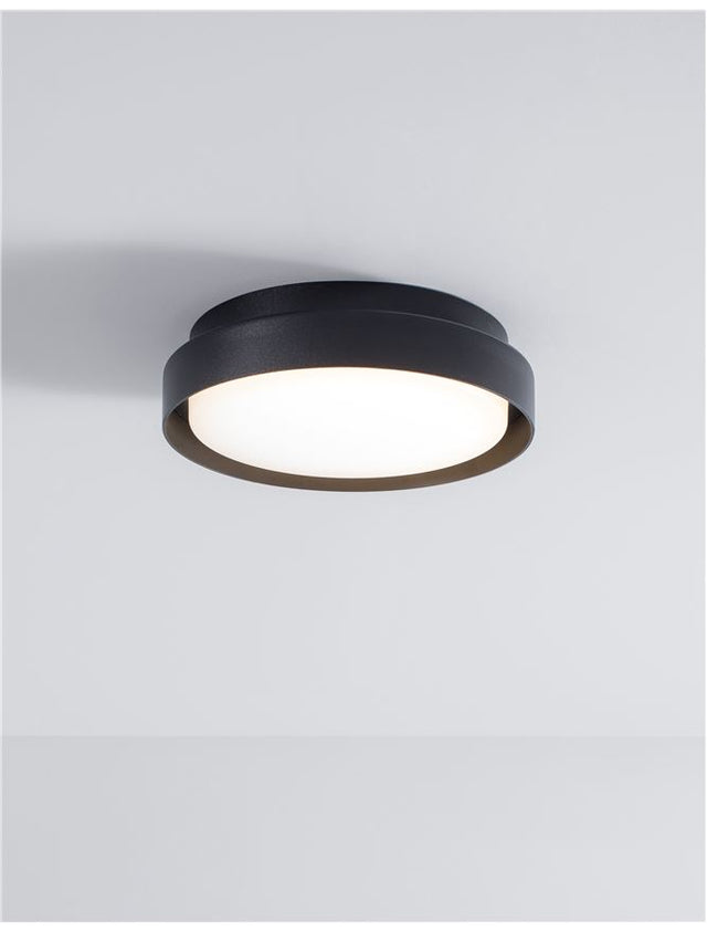 OLIVER Sandy Black Aluminium Acrylic Diffuser LED 20 Watt 1550Lm 3000K CRI>80 100-240 Volt 50Hz Beam Angle 92° IP65 D: 27 H: 7 cm