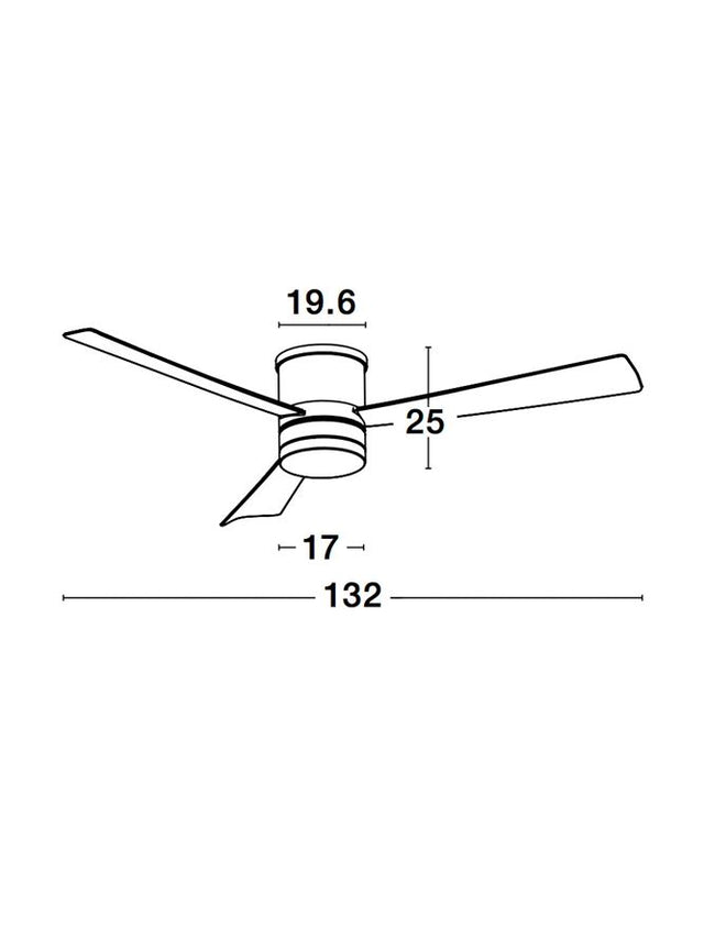 SATIN Brushed Nickel Steel & Glass Plywood D: 132 cm H: 25 cm 5 Speed Remot 35W