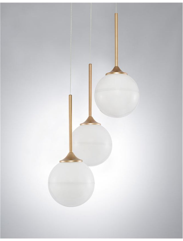 CANTONA White Opal Glass Brass Gold LED G9 3x5 Watt 230 Volt IP20 Bulb Excluded D: 25 H: 180 cm