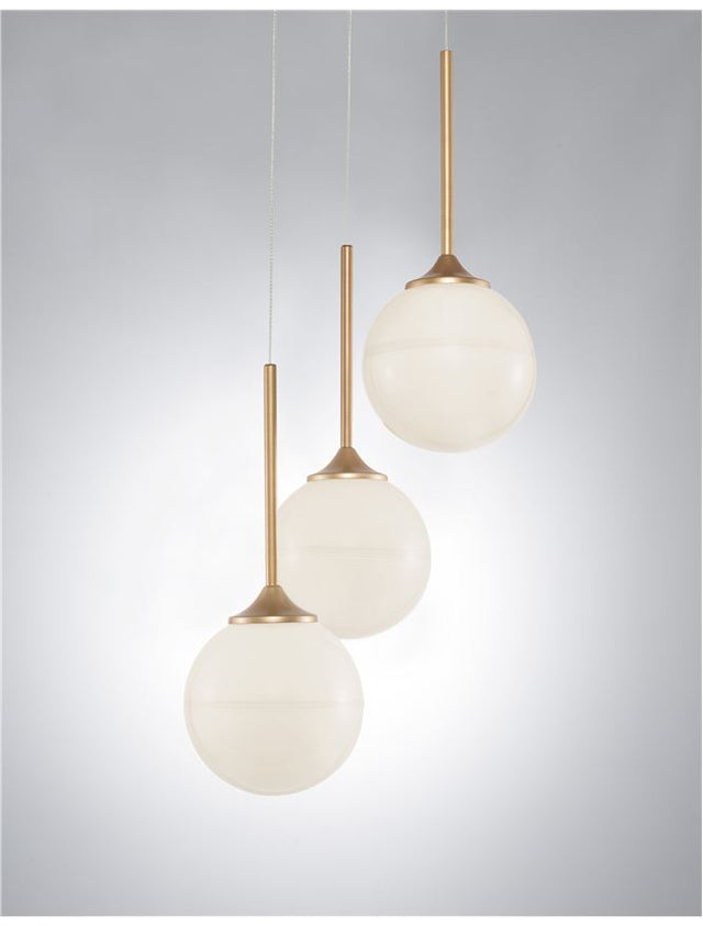 CANTONA White Opal Glass Brass Gold LED G9 3x5 Watt 230 Volt IP20 Bulb Excluded D: 25 H: 180 cm