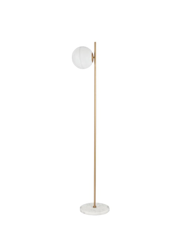 CANTONA White Opal Glass Brass Gold & Marble LED E27 1x12 Watt 230 Volt IP20 Bulb Excluded D1: 30 D2: 20 H: 155 cm