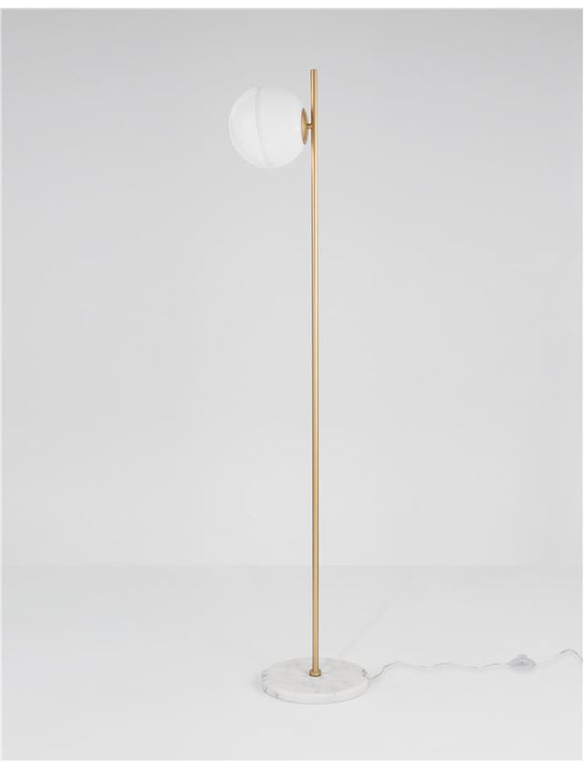 CANTONA White Opal Glass Brass Gold & Marble LED E27 1x12 Watt 230 Volt IP20 Bulb Excluded D1: 30 D2: 20 H: 155 cm