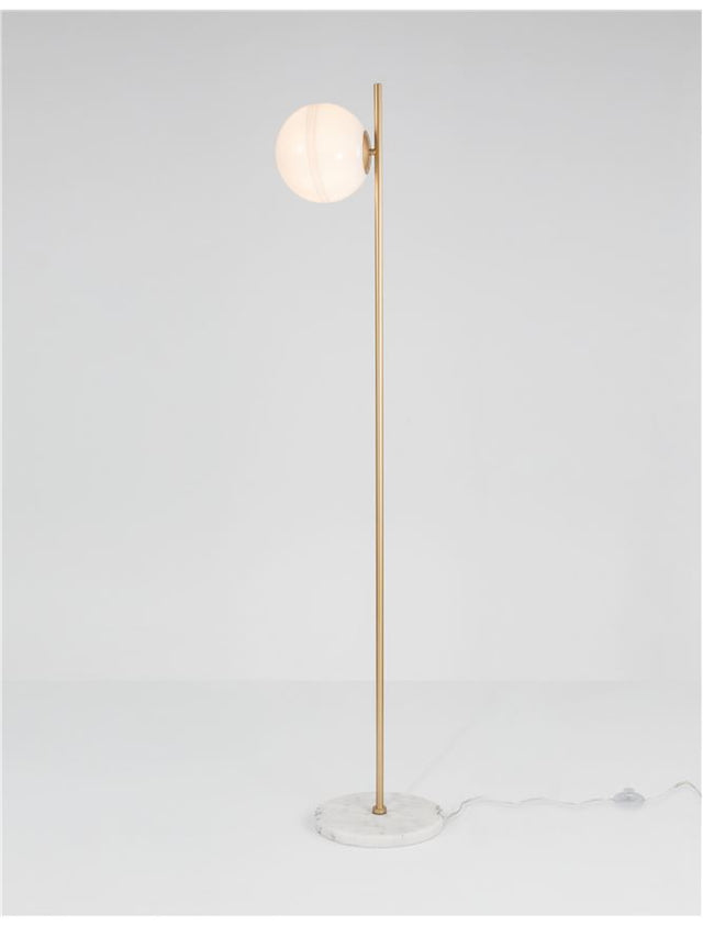 CANTONA White Opal Glass Brass Gold & Marble LED E27 1x12 Watt 230 Volt IP20 Bulb Excluded D1: 30 D2: 20 H: 155 cm