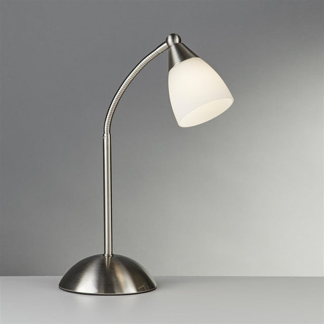 TOUCH LAMP SS TABLE LAMP - WHITE GLASS