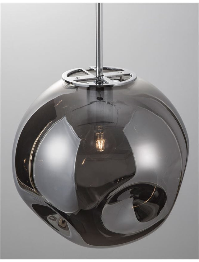 MAYAN Chrome Metal Smoky Gray Glass LED E27 1x12 Watt 230 Volt IP20 Bulb Excluded D: 30 H1: 53 H2: 120 cm