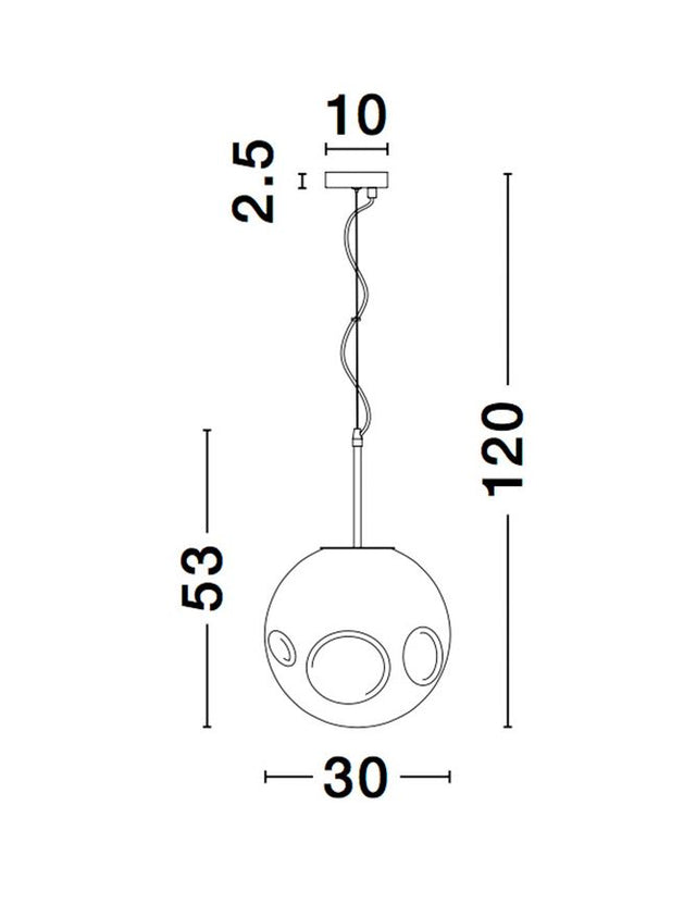 MAYAN Chrome Metal Smoky Gray Glass LED E27 1x12 Watt 230 Volt IP20 Bulb Excluded D: 30 H1: 53 H2: 120 cm