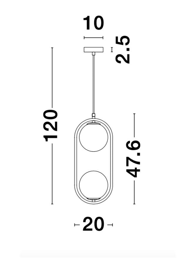 OBITAR Opal Glass Brass Gold Metal LED G9 2x5 Watt 230 Volt IP20 Bulb Excluded L: 20 W: 15 H1: 47.6 H2: 120 cm