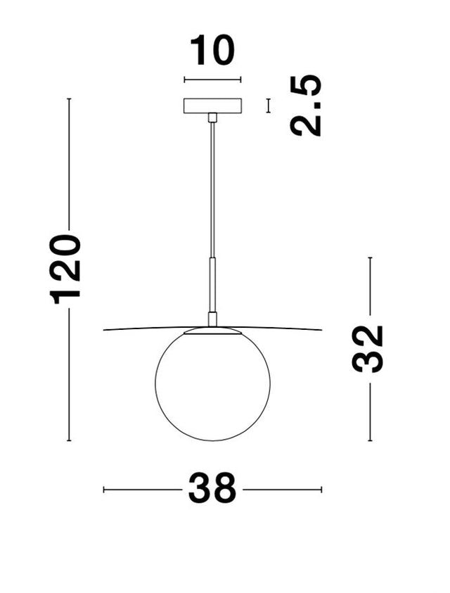 OBBIT Opal Glass Gold Metal LED E27 1x12 Watt 230 Volt IP20 Bulb Excluded D: 38 H1: 32 H2: 120 cm