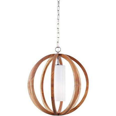 Allier 1lt Small Pendant Light Wood/Brushed Steel