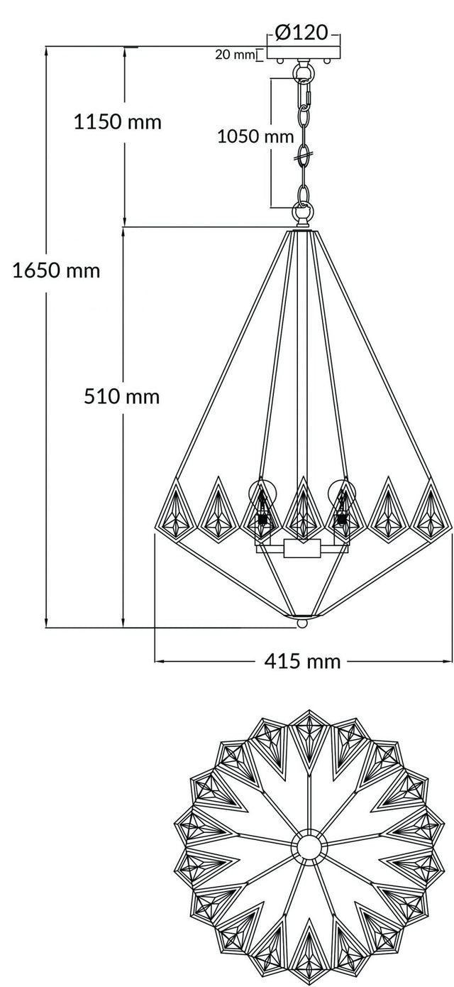 Paragon 3 Light Crystal Pendant Polished Chrome