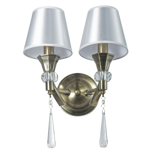 Sophia 2 Light Crystal Wall Light Antique Brass