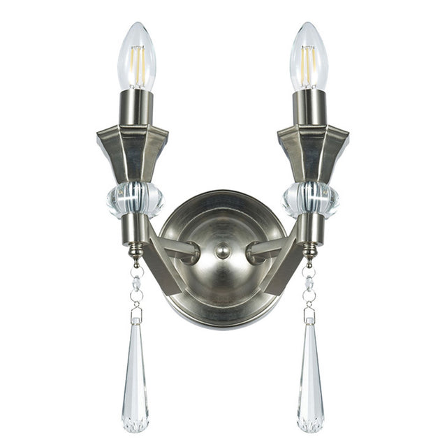 Sophia 2 Light Crystal Wall Light Satin Chrome