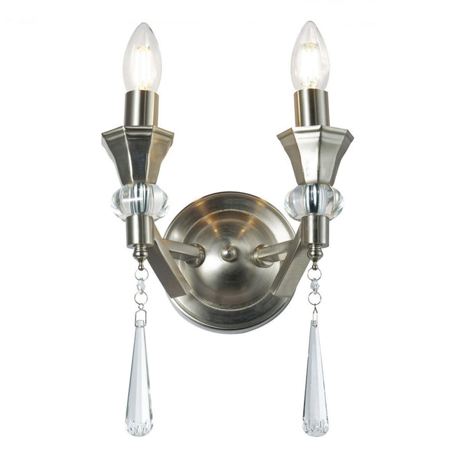 Sophia 2 Light Crystal Wall Light Satin Chrome