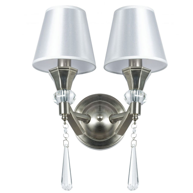 Sophia 2 Light Crystal Wall Light Satin Chrome