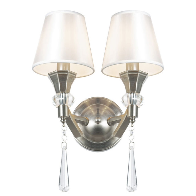 Sophia 2 Light Crystal Wall Light Satin Chrome