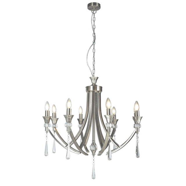 Sophia 8 Light Crystal Ceiling Light Satin Chrome