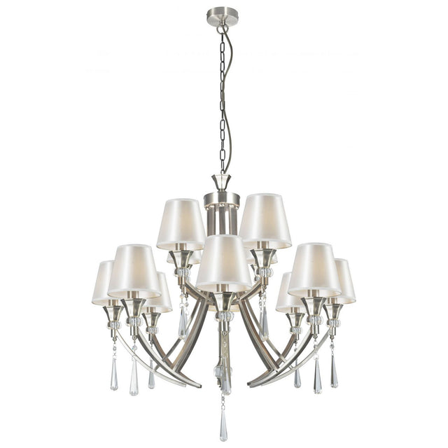 Sophia 12 Light Crystal Ceiling Light Satin Chrome